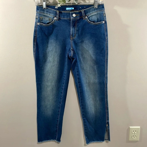 NWOT J. McLaughlin Teagan Straight Leg Side Slits Denim Jeans 2 - Picture 1 of 15